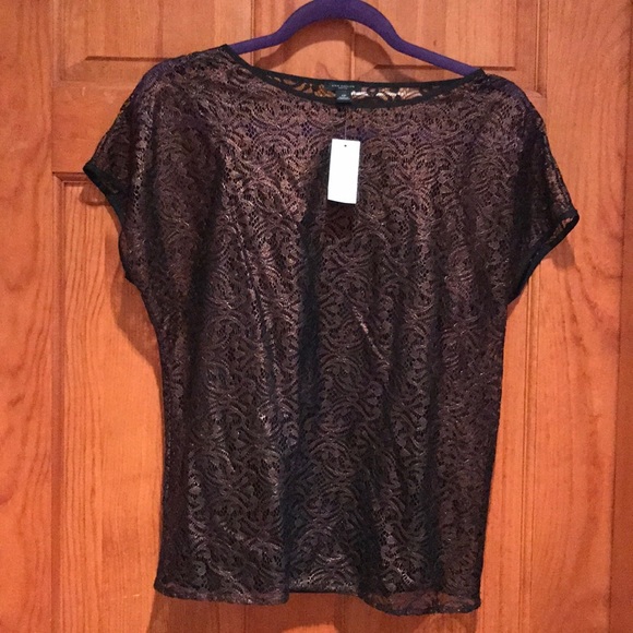 NWT Ann Taylor Bronze Lace & Black Cami, S.Petite - Picture 3 of 8